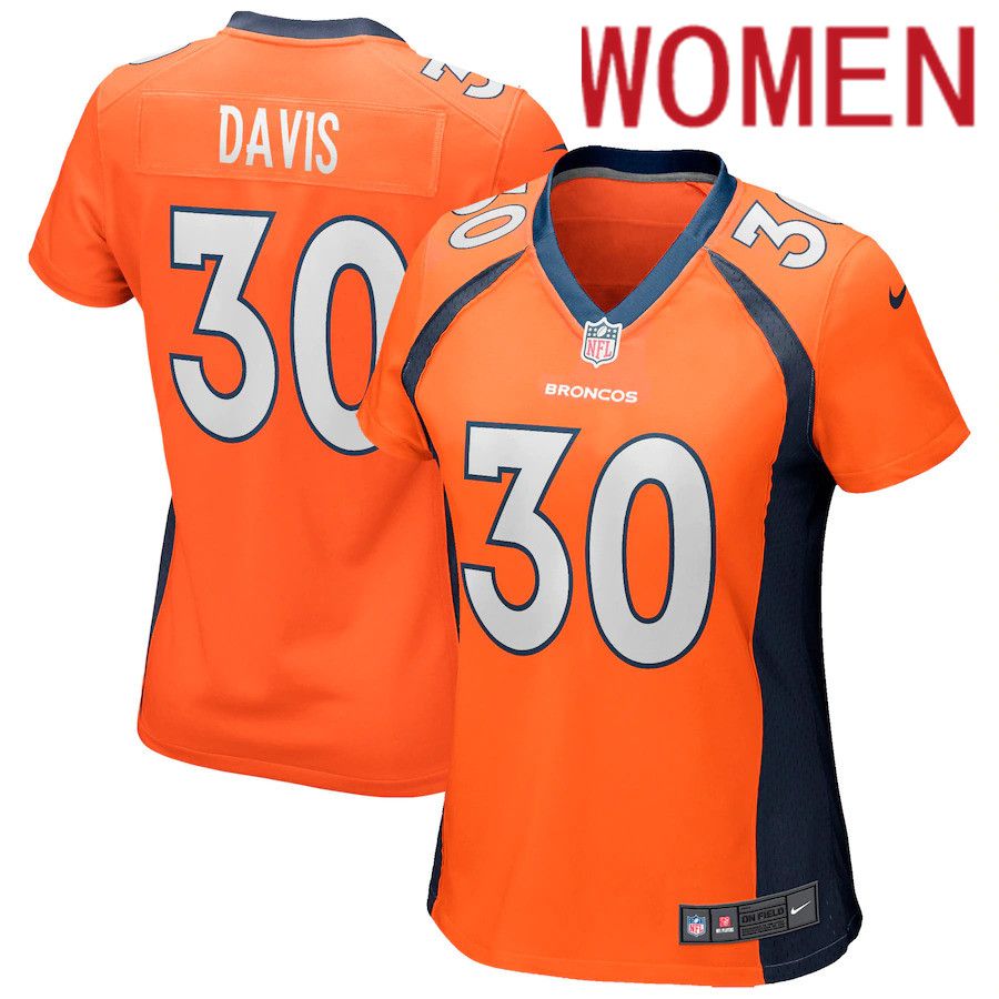 Women Denver Broncos #30 Terrell Davis Nike Orange Game Retired Player NFL Jersey